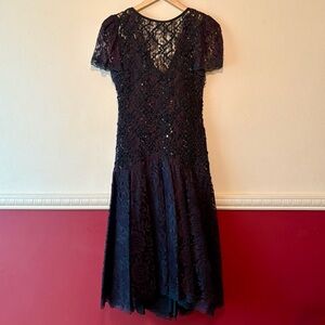 80s lace drop waist vintage‎ party dress